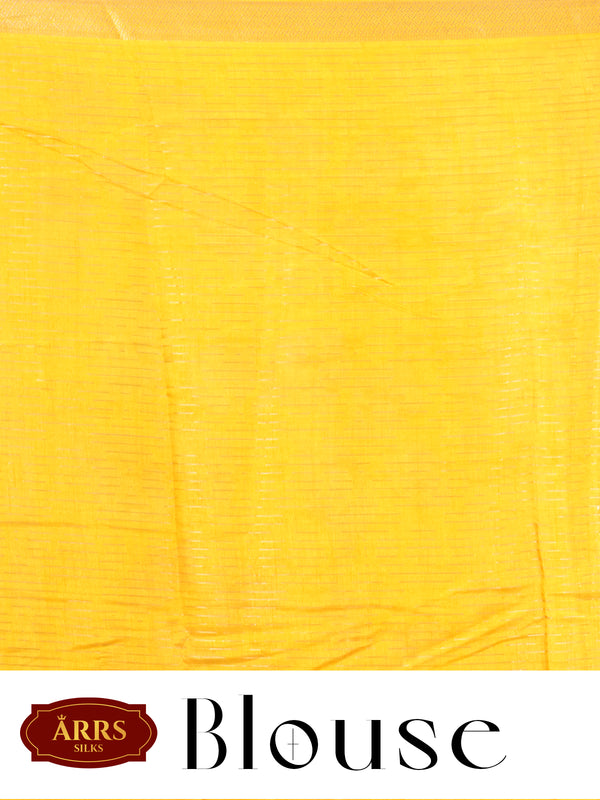 Grey with Yellow - Semi Raw Silk Saree