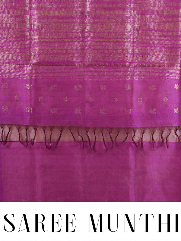 Elegant Mustard Yellow & Magenta Pure Silk Cotton Saree
