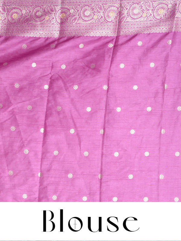Magenta Pink with Silver/Gold Zari - Semi Tussar Saree