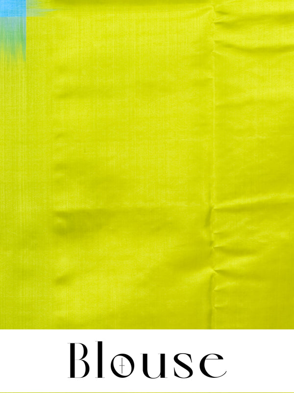 Vibrant Sky Blue & Lime Green Kanchipuram Style Silk Saree