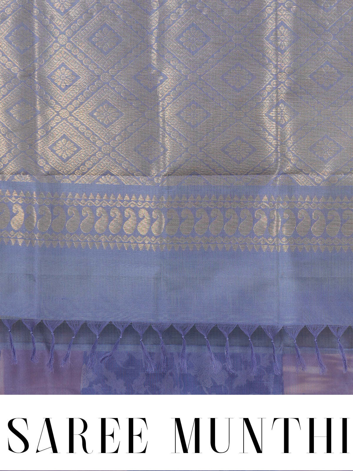 Elegant Pastel Green Pure Silk Cotton Saree with Indigo Blue Zari Border