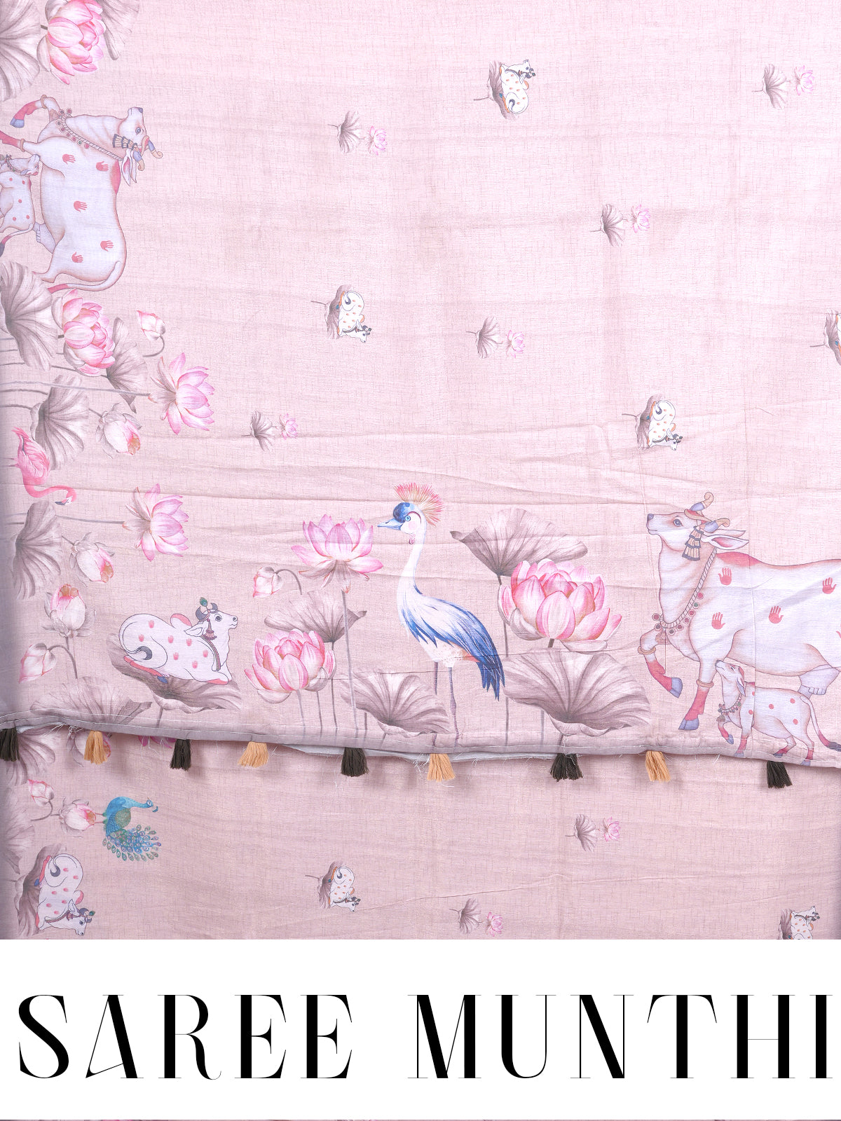 Pastel Mauve with Multicolor Munthi  Dola Silk Saree