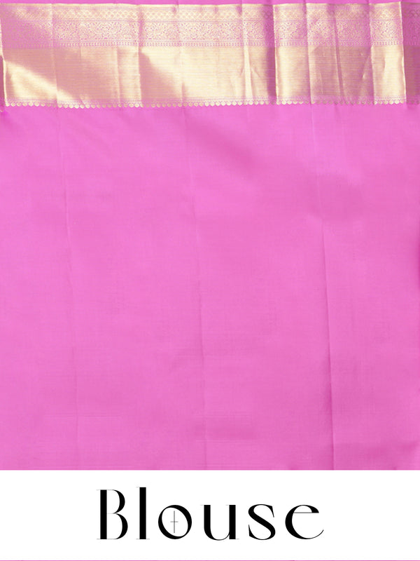 Radiant Rani Pink and Gold Kanchipuram Silk Saree