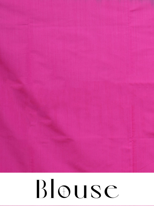 Peacock Blue With Pink Semi Silk Saree