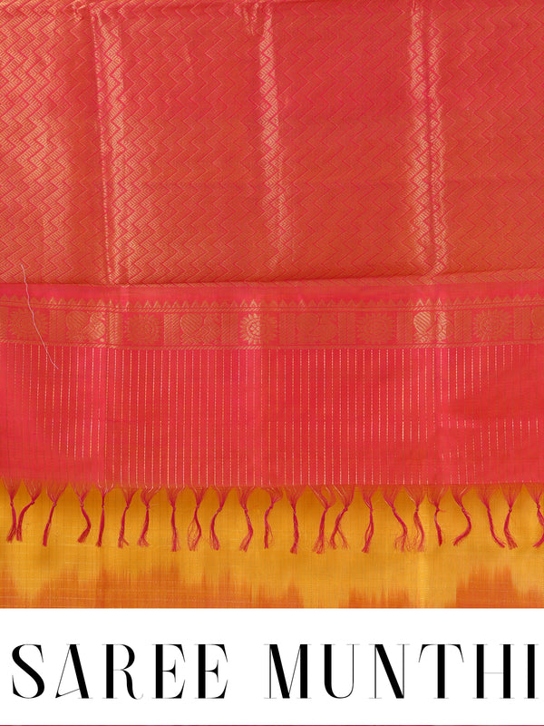 Pure Silk Cotton Saree in Mustard Yellow and Magenta Pink – Handloom Festive Wear