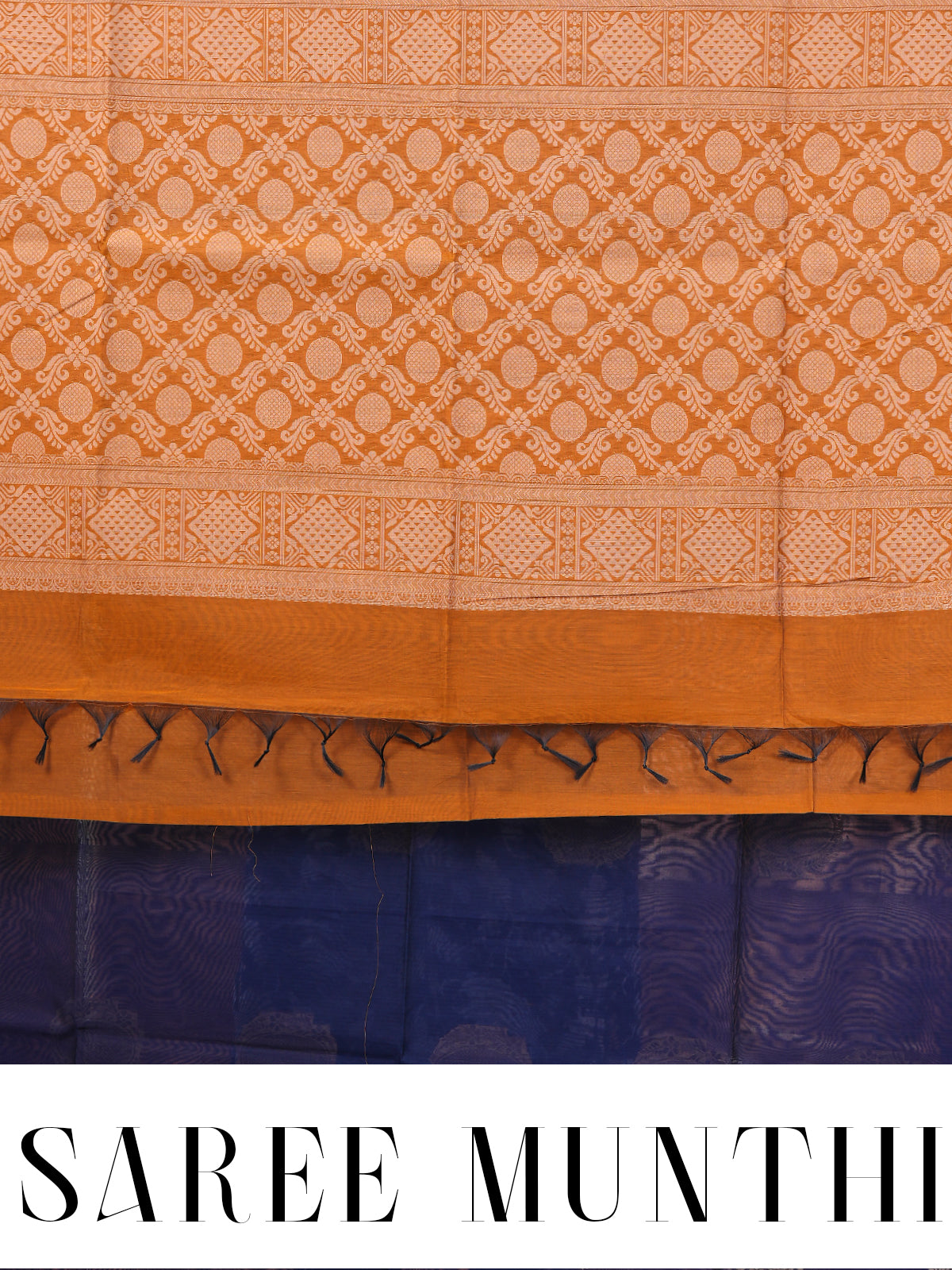Navy Blue with Mustard Silk Cotton Saree