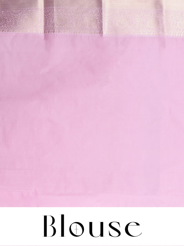 Peacock Blue and Baby Pink Kanchipuram Fancy Silk Saree