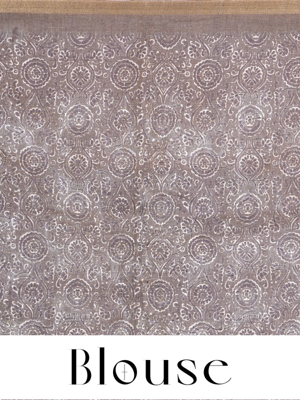 Grey with Brown Pallu - Linen Cotton Saree