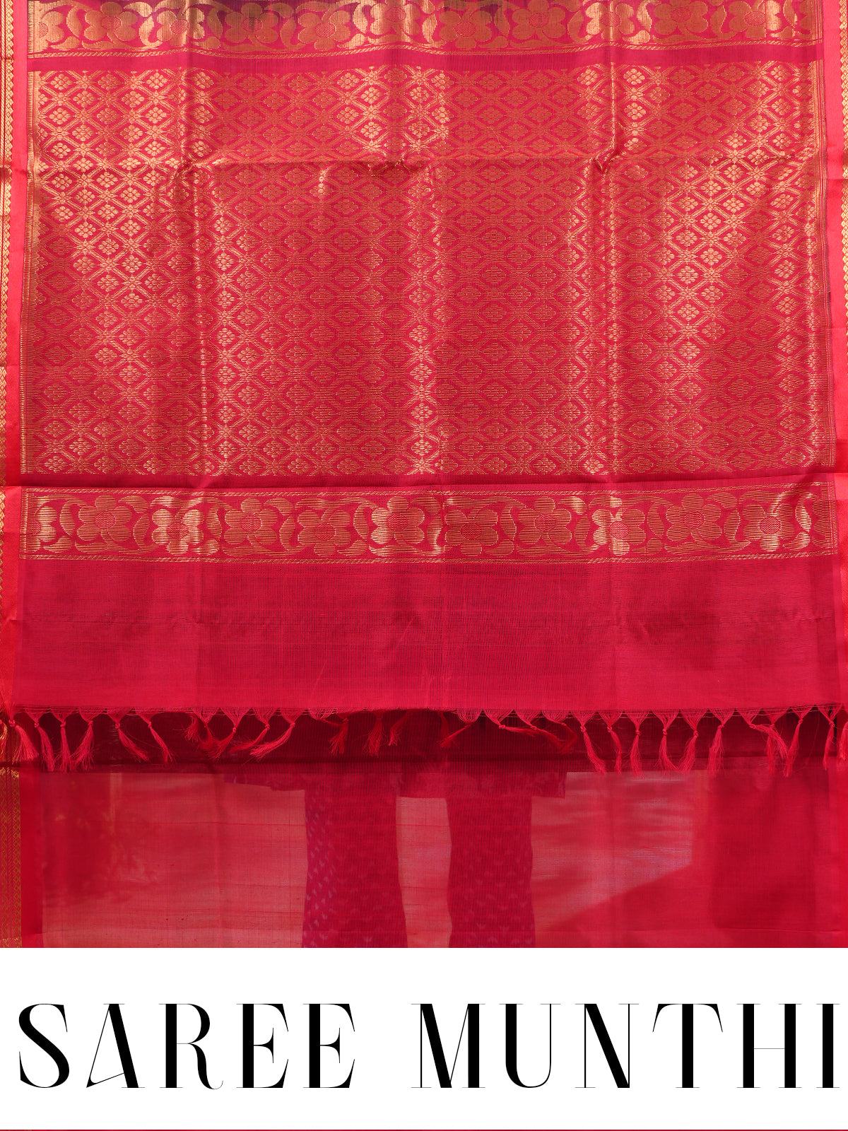 Royal Bottle Green and Crimson Red Handloom Pure Silk Cotton Saree