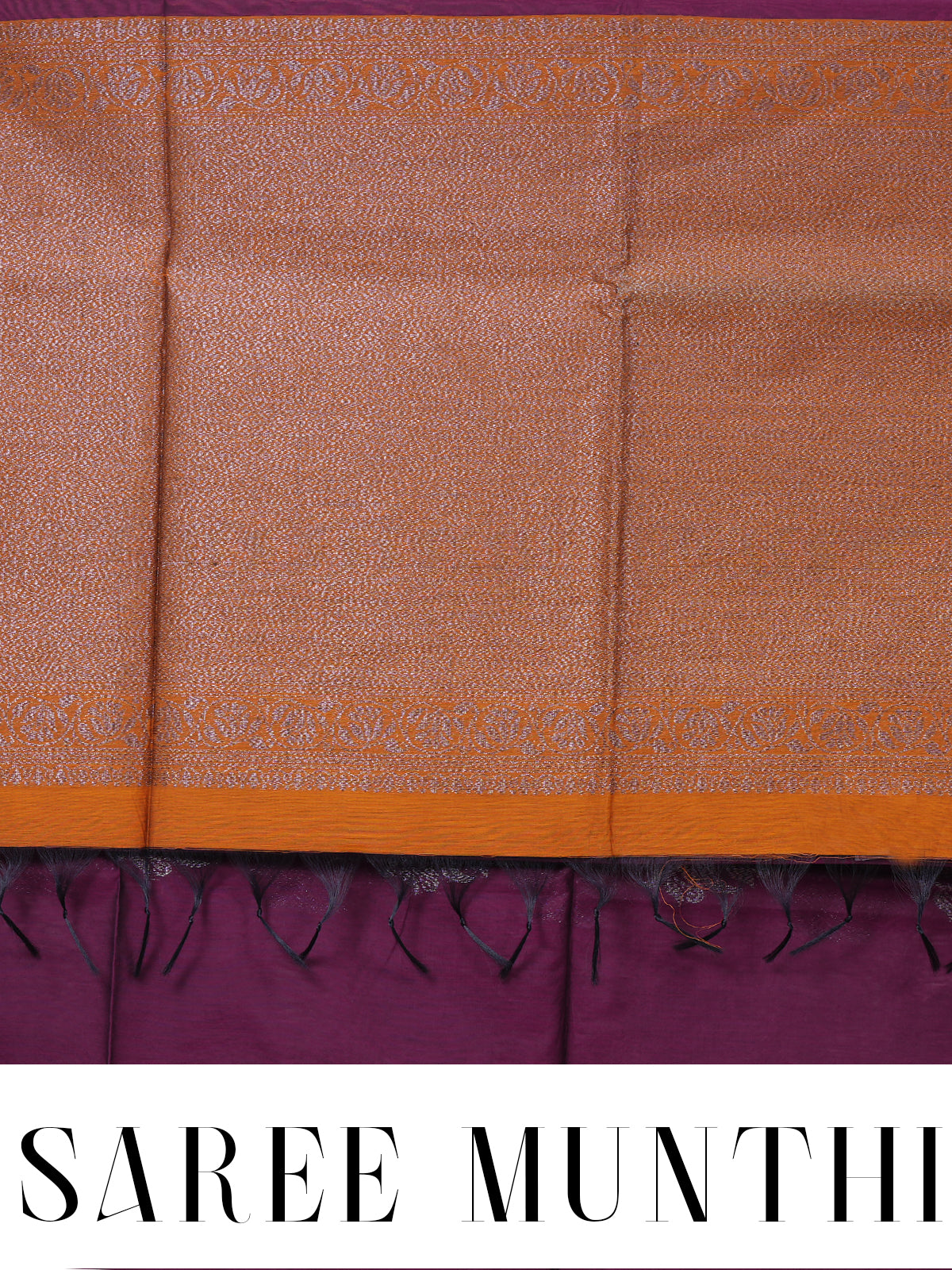 Wine Purple and Mustard-Orange Silk Cotton Saree