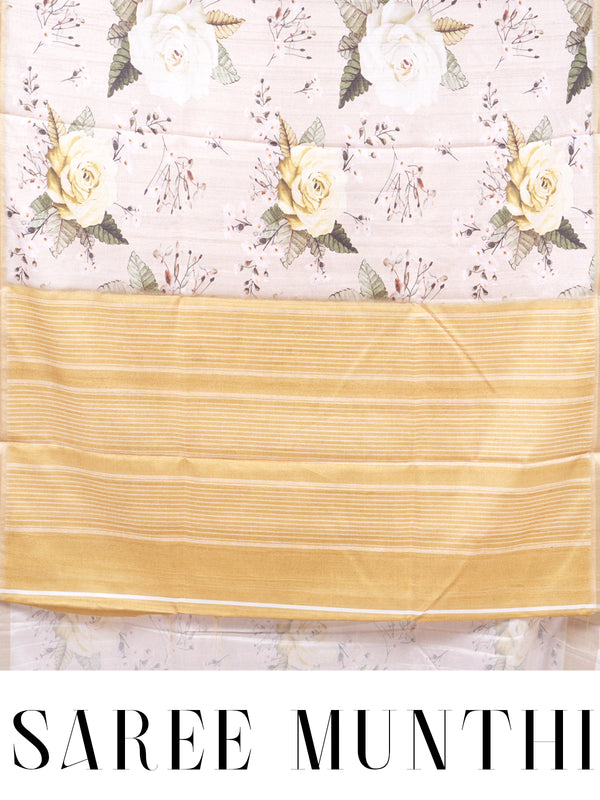 Pastel Pink with Golden Zari - Semi Tussar Saree