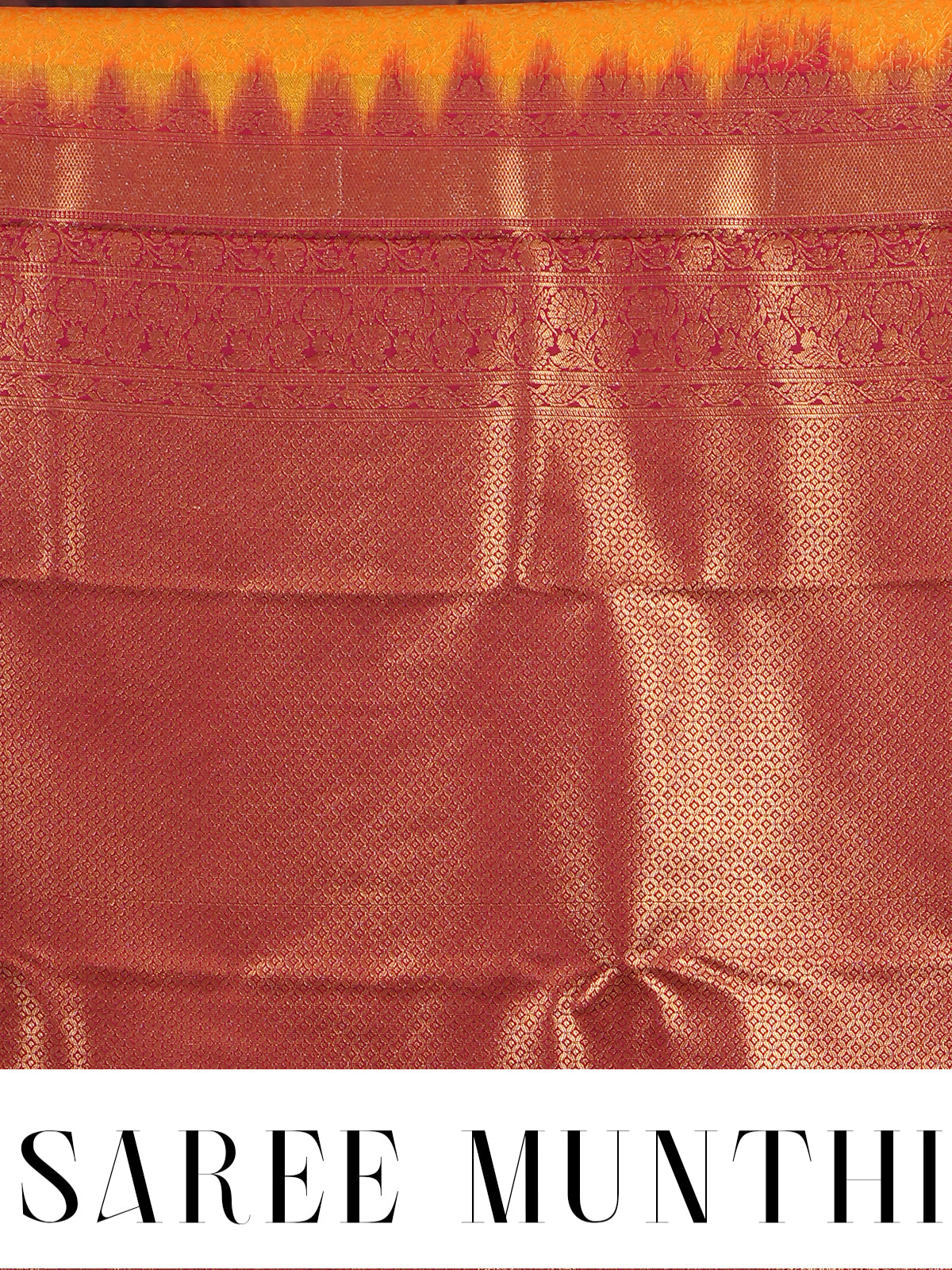 Vibrant Mustard and Maroon Kanchipuram Fancy Silk Saree