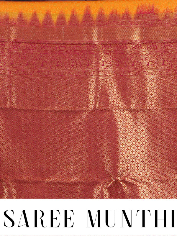Vibrant Mustard and Maroon Kanchipuram Fancy Silk Saree