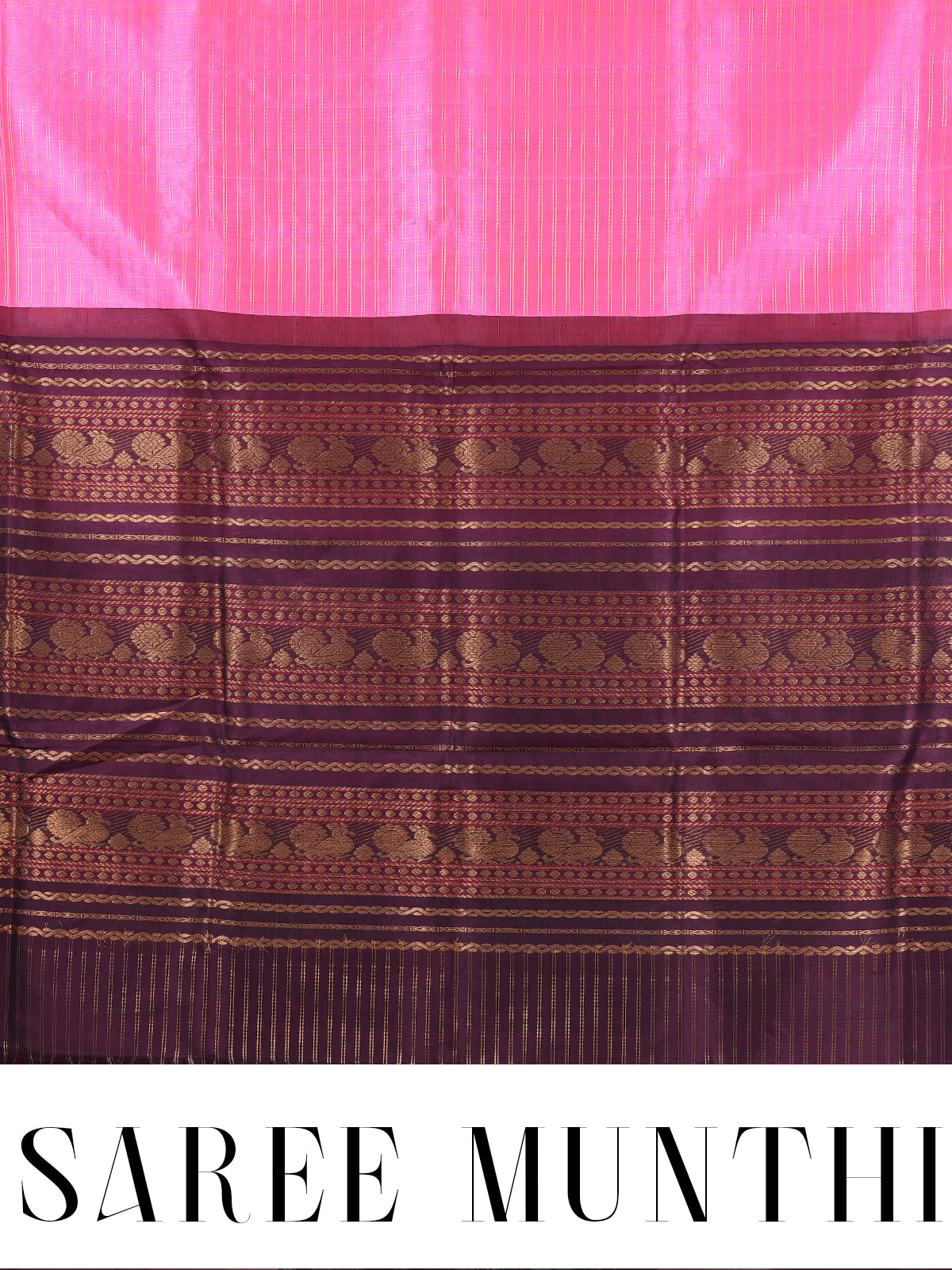 Elegant Rani Pink With Wine-colored border Pure Silk Cotton Handloom Saree