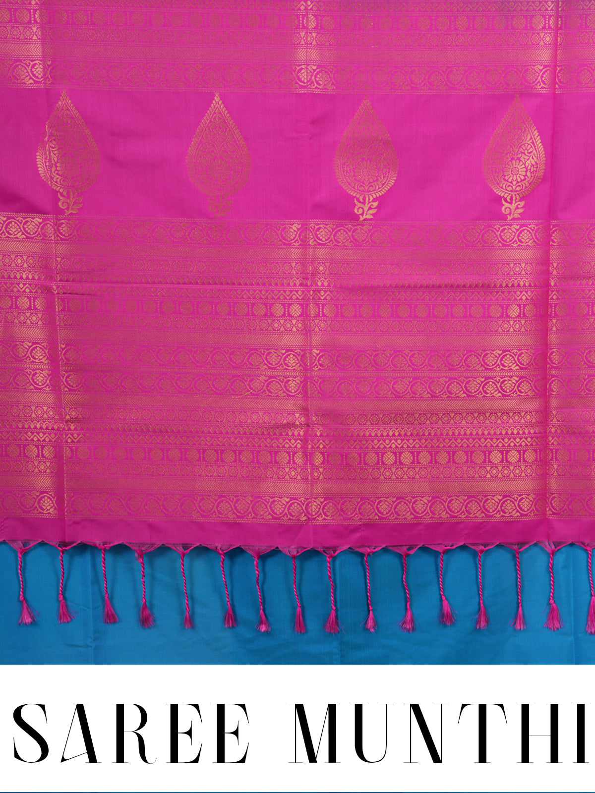 Sky Blue with Rani Pink Semi Silk Saree