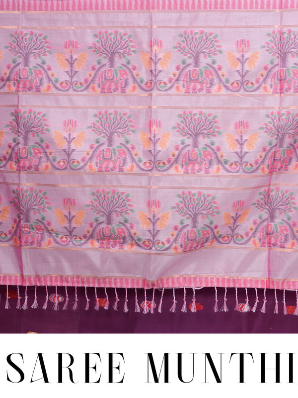 Plum Purple Semi Silk Saree