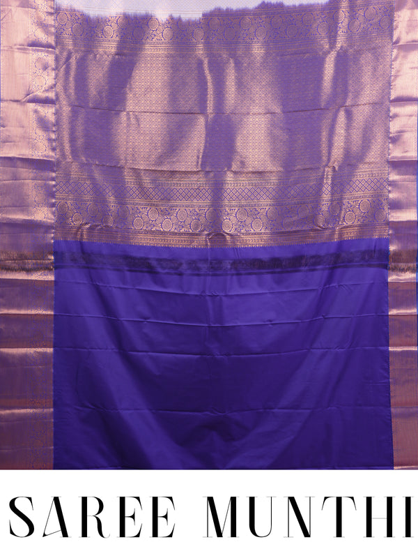 Light Gold Saree with Royal Blue Kanchipuram Fancy Silk Saree