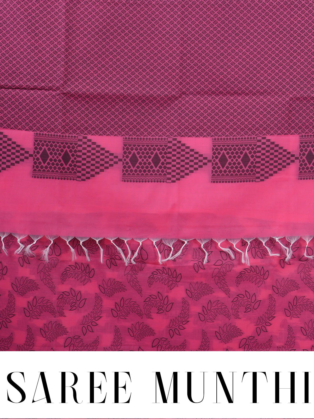 Pink with Black Munthi Silk Cotton Saree