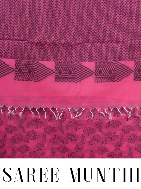 Pink with Black Munthi Silk Cotton Saree