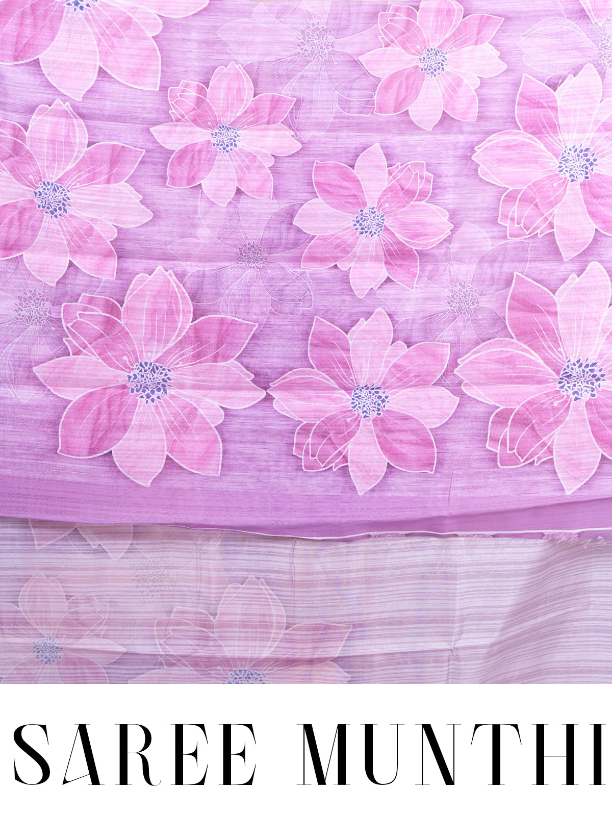 Lavender with Pink Floral Pallu - Semi Tussar Saree