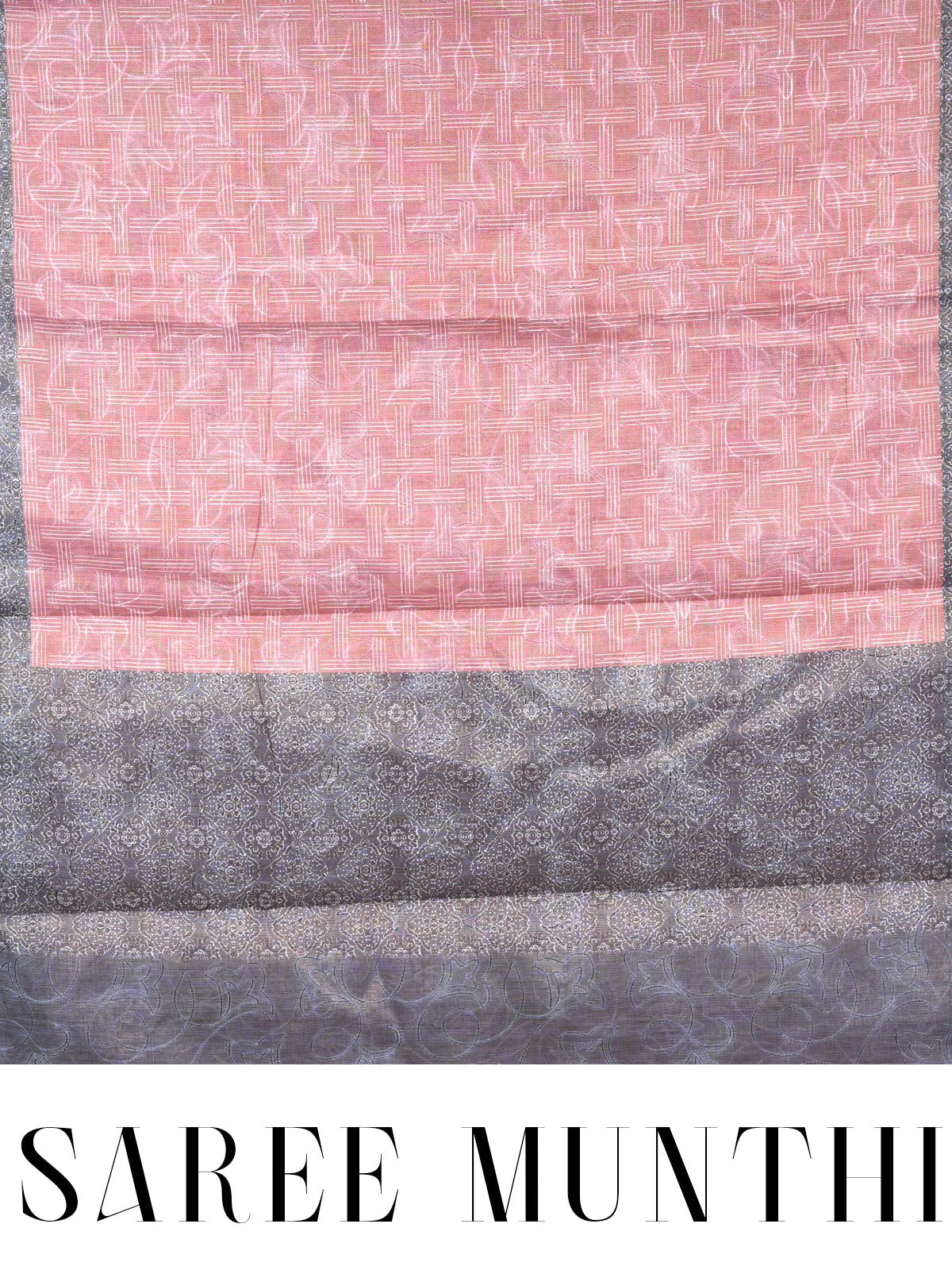 Dusty Pink with Charcoal Grey - Linen Cotton Saree