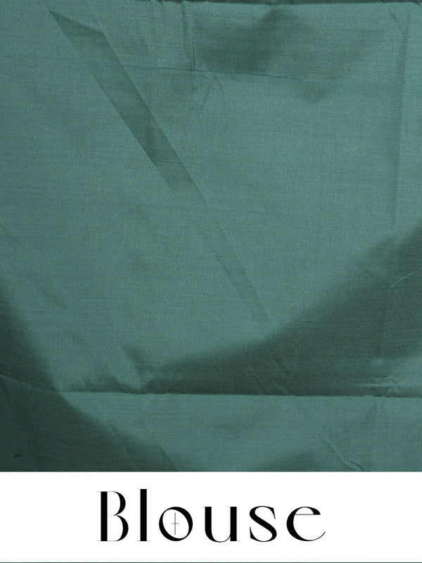 Rose - Pink with Bottle Green Semi Silk Saree