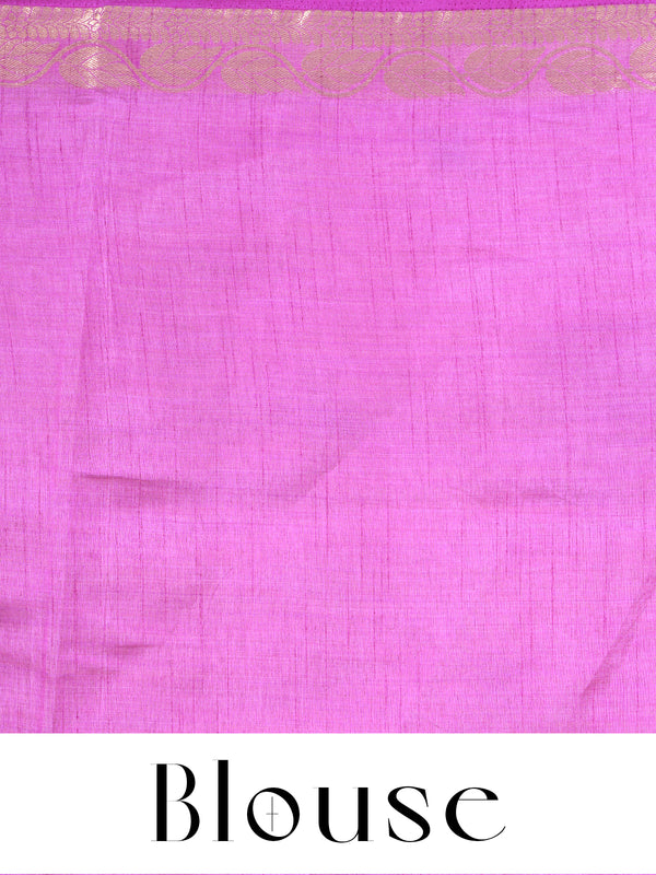 Orchid Pink with Gold - Semi Tussar Saree