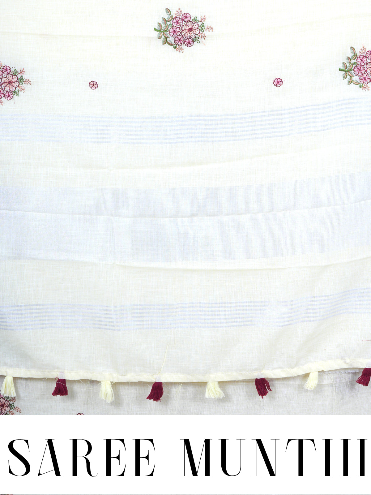 Off-White with Silver - Linen Cotton Saree