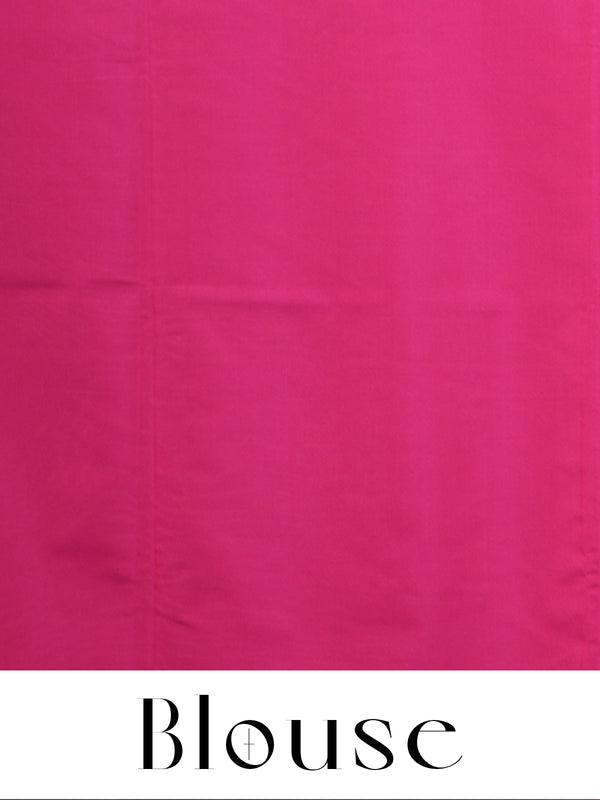 Olive Green with Pink - Semi Silk Saree
