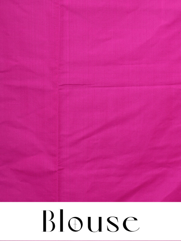 Rama Green with Rani Pink Semi Silk Saree