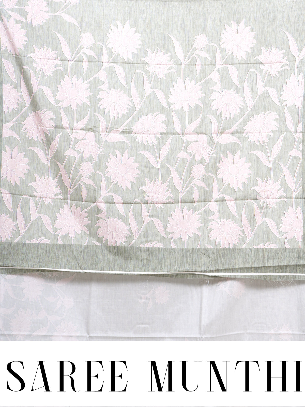 Olive Green with Baby Pink - Semi Tussar Saree