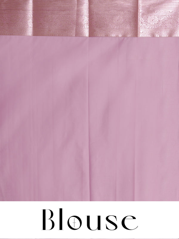 Royal Violet and Pastel Pink Kanchipuram Fancy Silk Saree