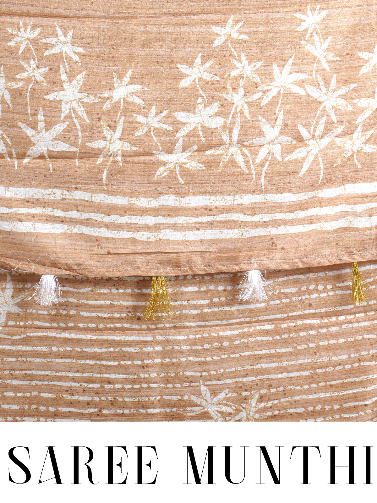 Beige and White Dola Silk Saree