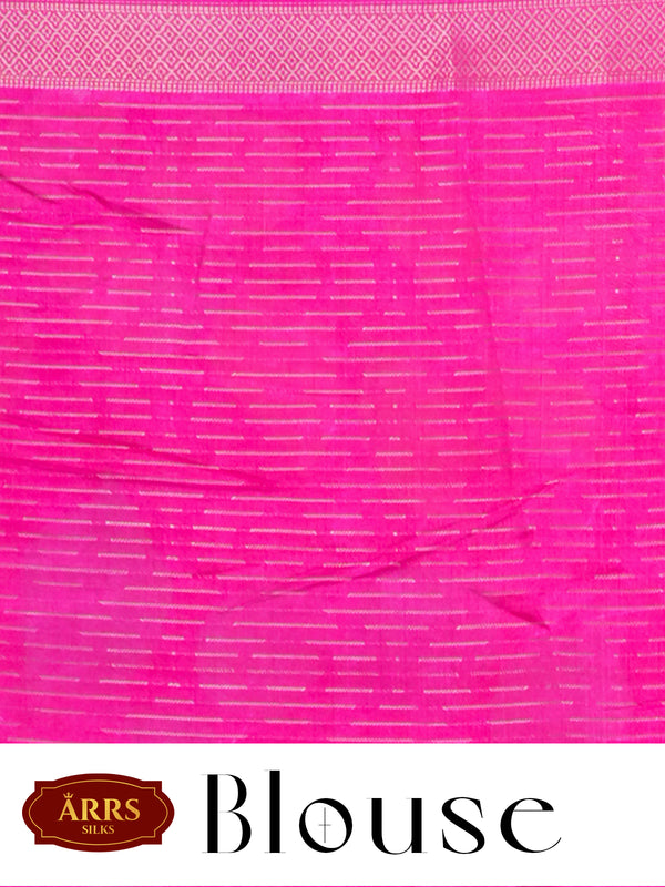 Sea Green with Rani Pink - Semi Raw Silk Saree