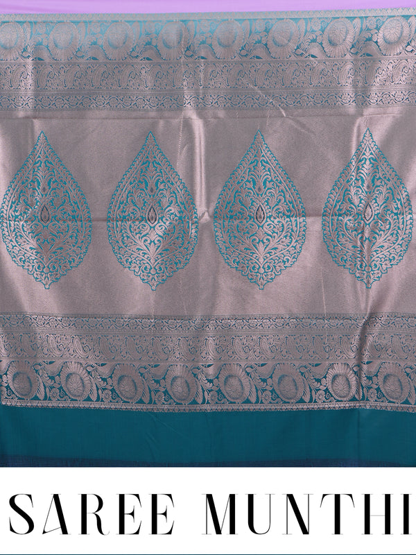 Lavender with Teal Green Kanchipuram Fancy Silk Saree