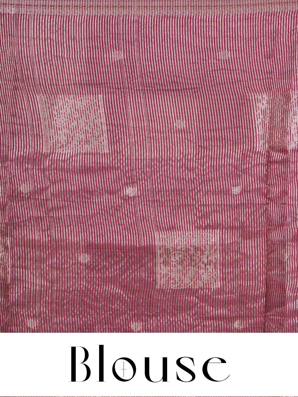 Magenta with Silver Zari - Semi Tussar Saree
