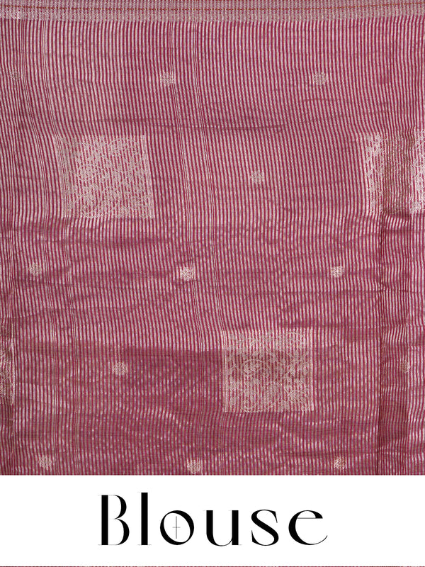 Magenta with Silver Zari - Semi Tussar Saree