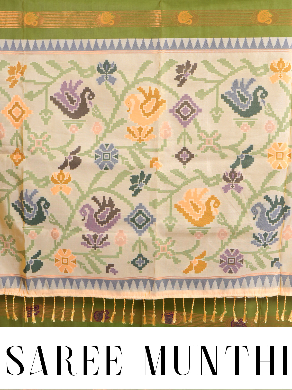 Parrot Green Semi Silk Saree