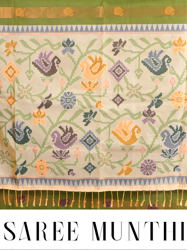 Parrot Green Semi Silk Saree