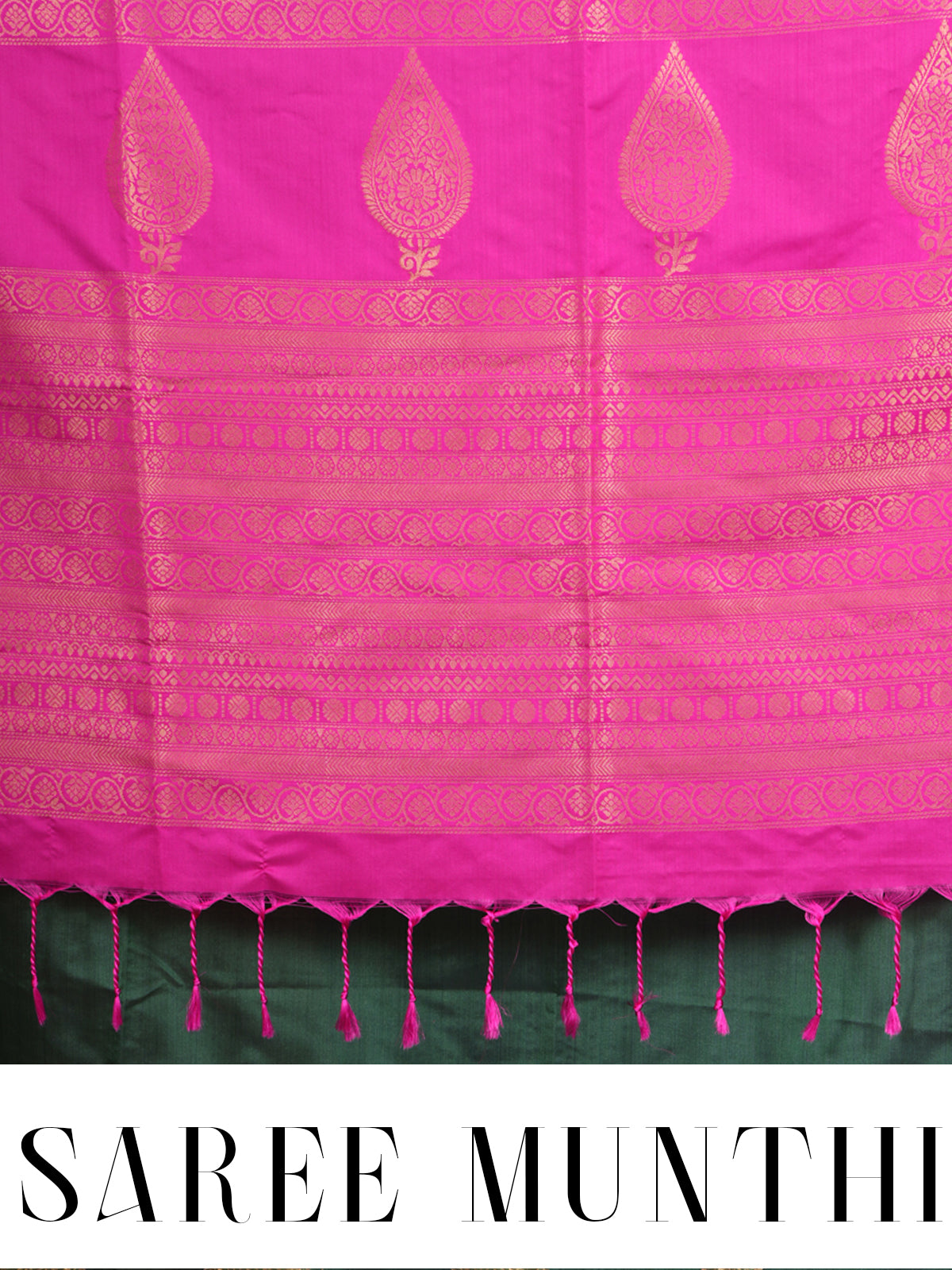 Bottle Green with Rani Pink Semi Silk Saree