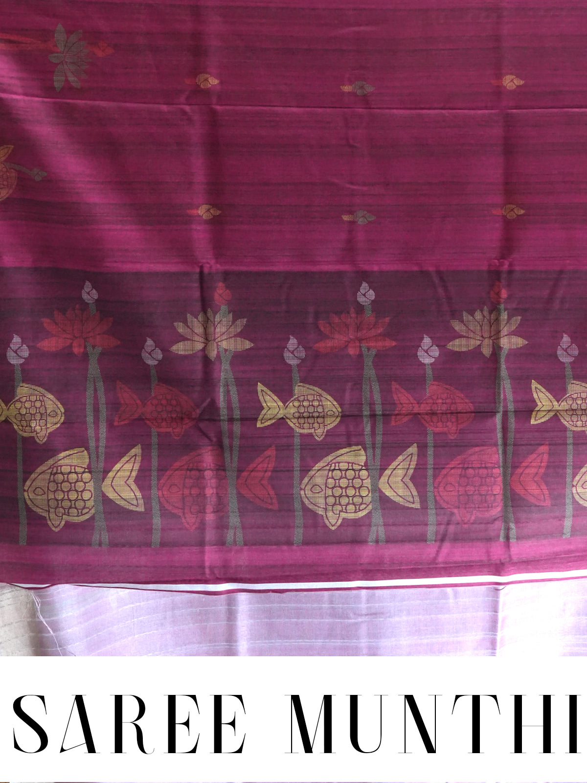 Magenta with Deep Magenta - Semi Tussar Saree