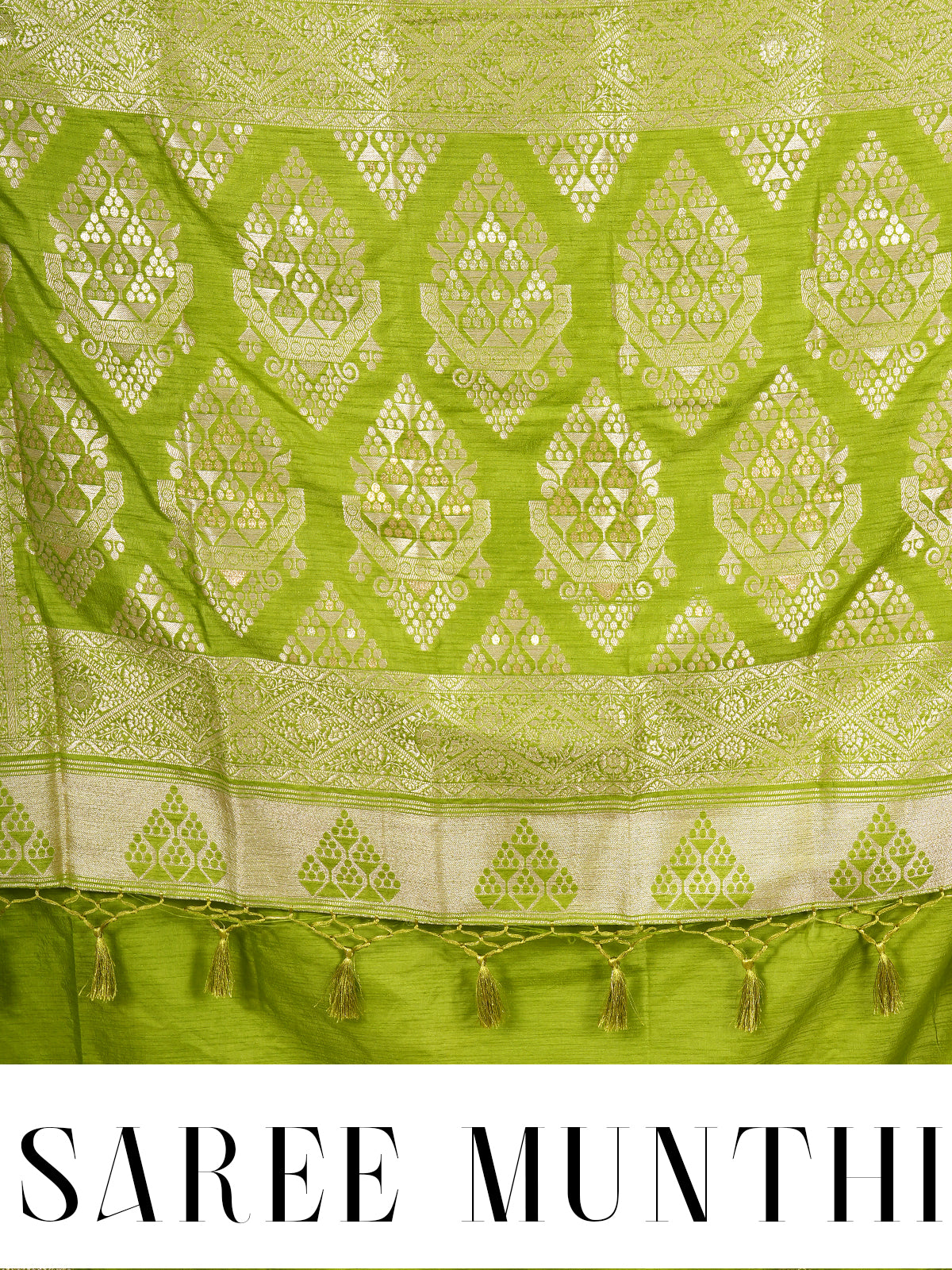 Lime Green with Gold - Semi Tussar Saree
