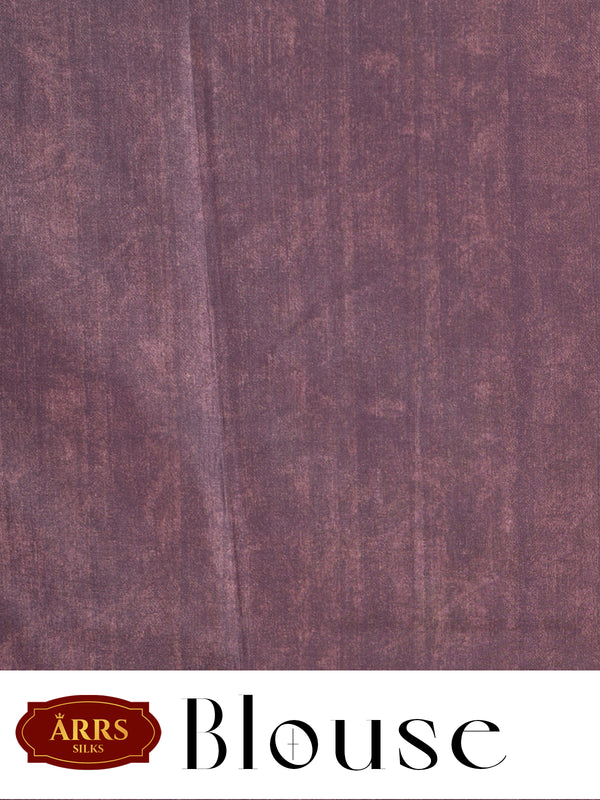 Dusty Rose Pink with Deep Coffee Brown - Semi Tussar Saree
