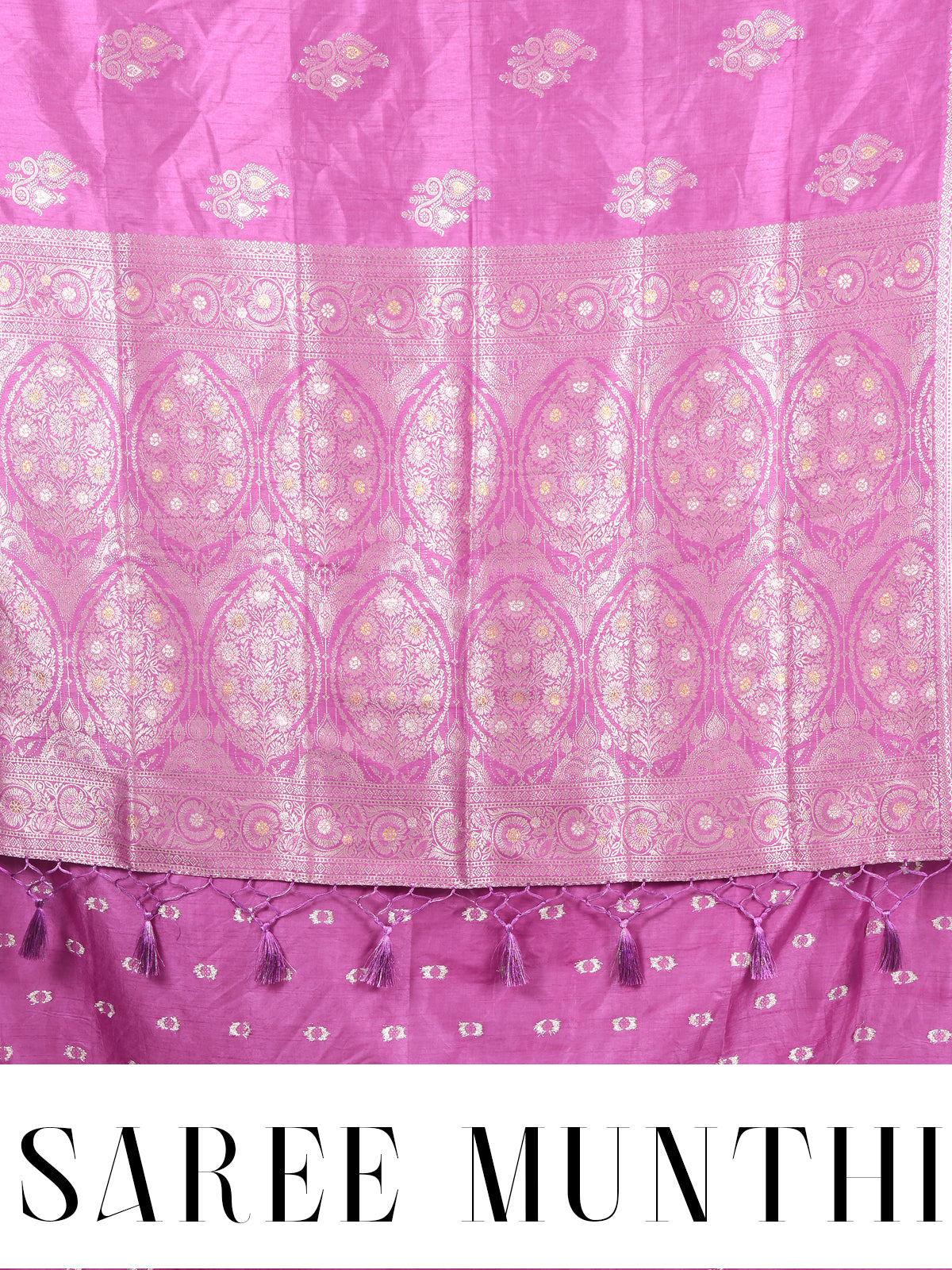 Magenta Pink with Silver/Gold Zari - Semi Tussar Saree