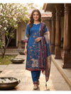 Blue Pichwai Print Ready Made Kurti Set with Dupatta