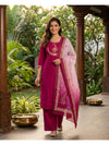 Rani Pink Zari Embroidered Kurti Set with Ombre Dupatta