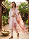 White with Pink Floral Dupatta Ready Made Kurti Set