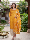 Mustard Yellow Ikat Dupatta Ready Made Kurti Set