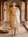 Mustard with Floral Cream Dupatta Ready Made Kurti Set