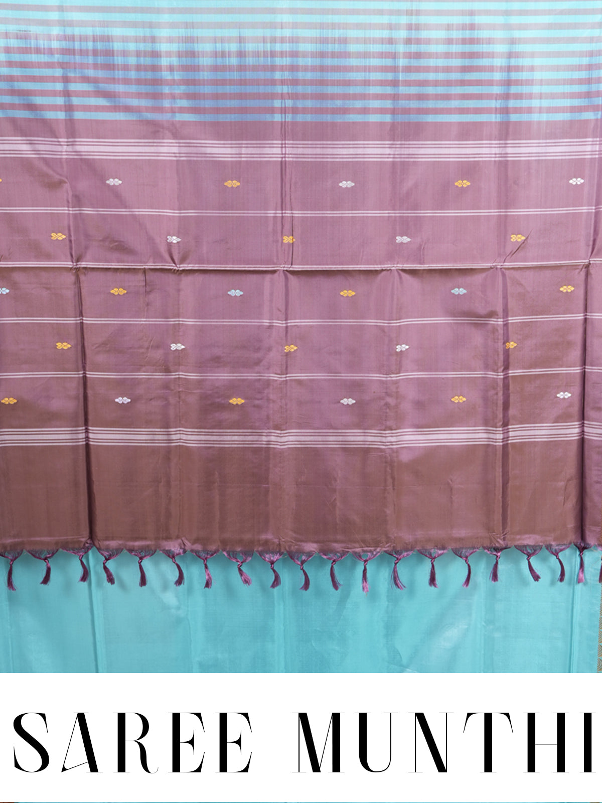 Sky Blue With Purple Semi Silk saree